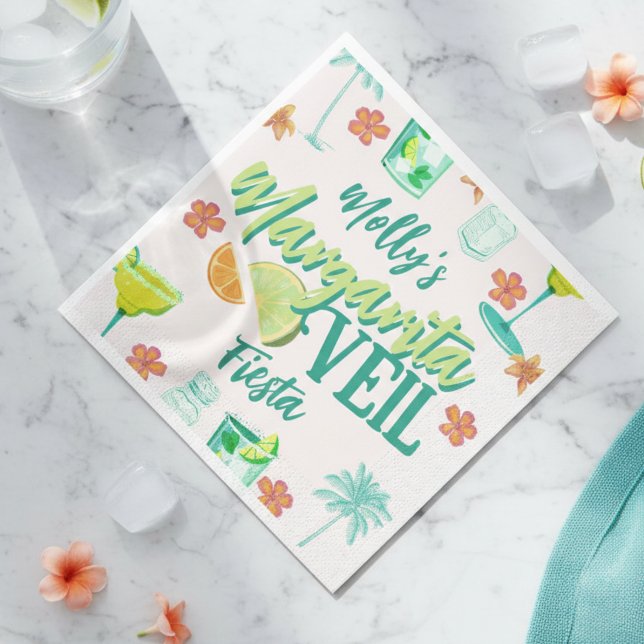 Margarita Veil Junggeselinnen-Abschied Illustriert Serviette (Margarita Veil Bachelorette Party Illustrated Napkins)