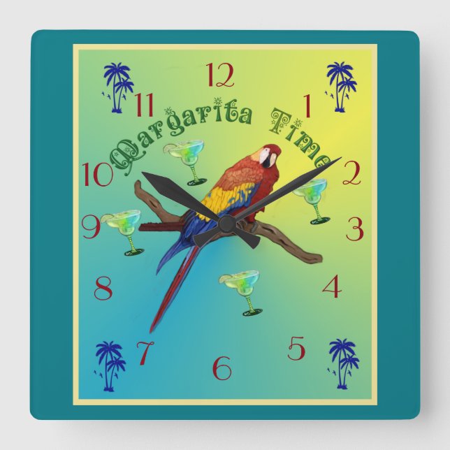 Margarita-Zeit Quadratische Wanduhr (Vorderseite)