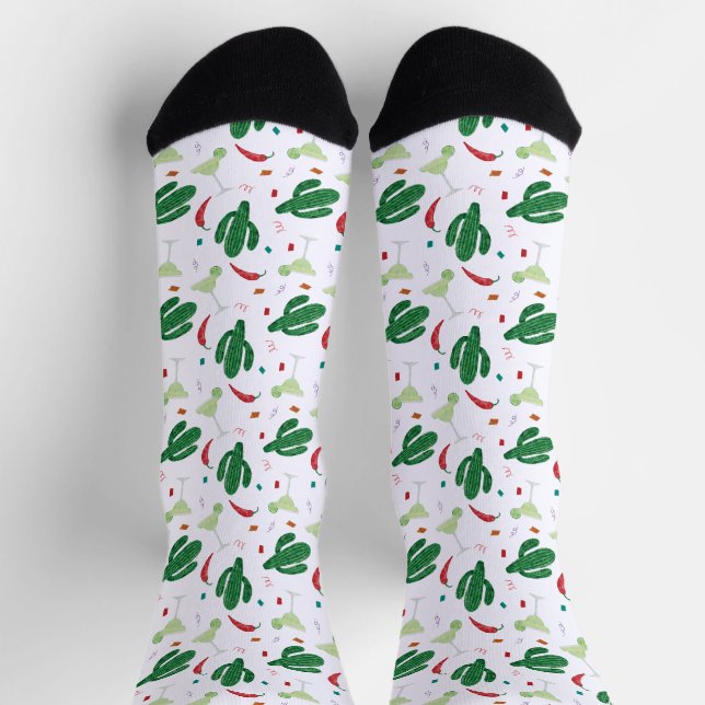 Margaritas and Hot Chili Peppers Fiesta Party Socken (Oben)