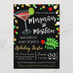 Margaritas Et Mistletoe Invitation De Noël