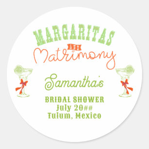 Margaritas & Matrimony Tulum Junggesellinnenabschi Runder Aufkleber