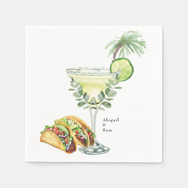 Margaritas & Tacos Tropical Polterabend Serviette (Vorderseite)