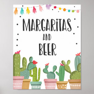 Margaritas und Biere Bar Kaktus Fiesta-Tischschild Poster