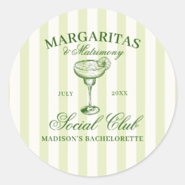 Margaritas und Matrimone Green Striped Runder Aufkleber
