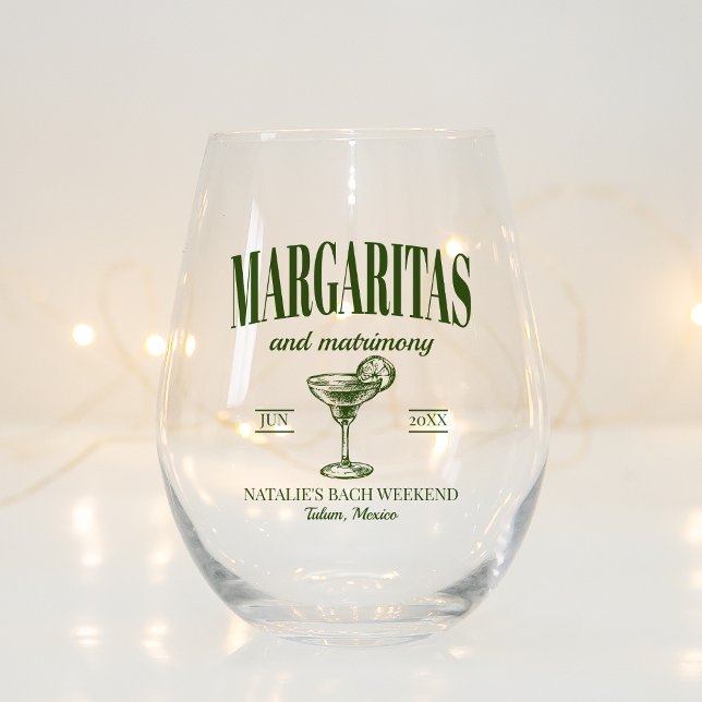 Margaritas und Matrimone Personalisiert Bacheloret Weinglas Ohne Stiel (Von Creator hochgeladen)