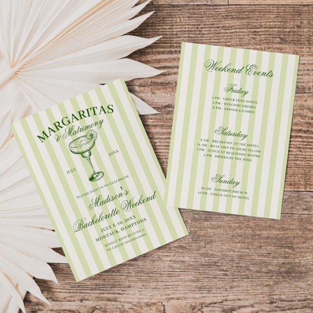Margaritas und Matrimone Striped Bachelorette Einladung (Von Creator hochgeladen)
