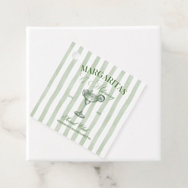 Margaritas und Matrimone Striped Bachelorette Geschenkanhänger (Beispiel)