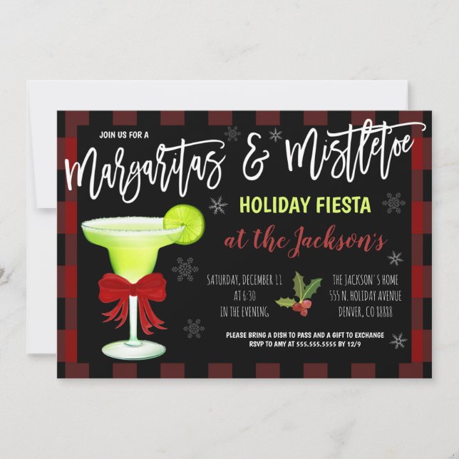 Margaritas und Mistletos - Einladung zu Weihnachte (Vorderseite)