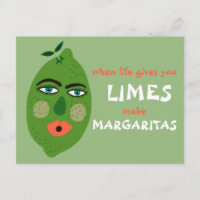 Margaritas Whimsical Limes Postcard