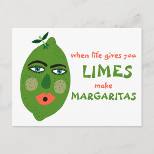 Margaritas Whimsical Limes Postcard Postkarte
