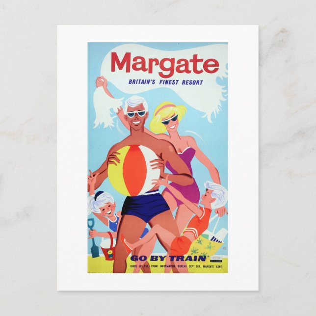Margate Vintage Werbeplakat Postkarte (Vorderseite)