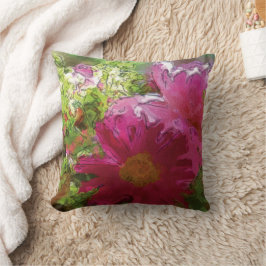 Margerite & Frauenmantel - Aquarell-Design | Kissen
