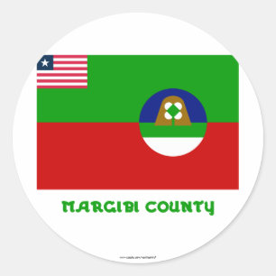 Margibi-Landkreis-Flag mit Namen Runder Aufkleber