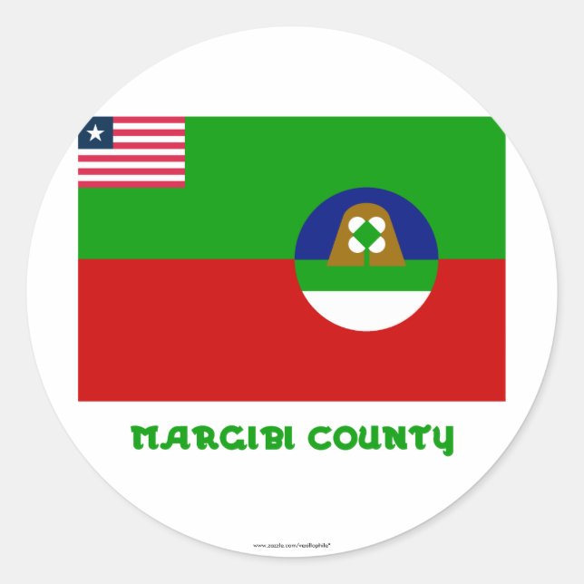 Margibi-Landkreis-Flag mit Namen Runder Aufkleber (Vorderseite)