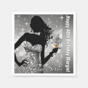 Margie Bling Silber des Bomben-Schein-Geburtstages Serviette