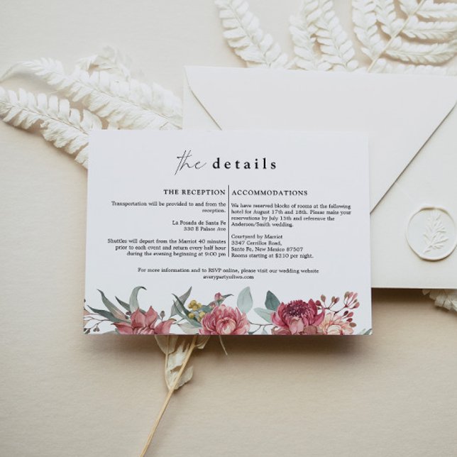 MARGOT Dusty Rose Blush Floral Mariage Carte détai (Créateur téléchargé)