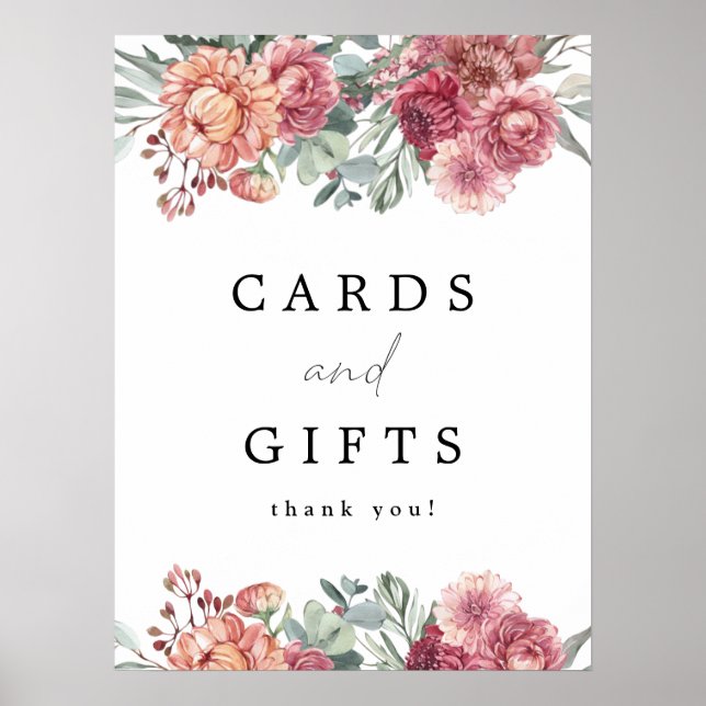 MARGOT Dusty Rose Rosa Blumenkarten & Geschenke Poster (Vorne)