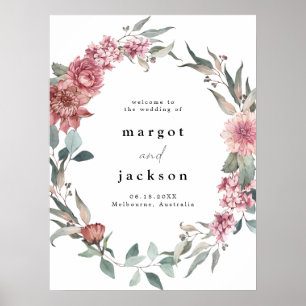 MARGOT Rustic Dusty Rose Blush Wedding Willkommen Poster
