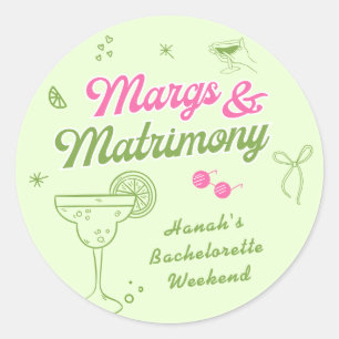 Margs and Matrimony Bachelorette Runder Aufkleber
