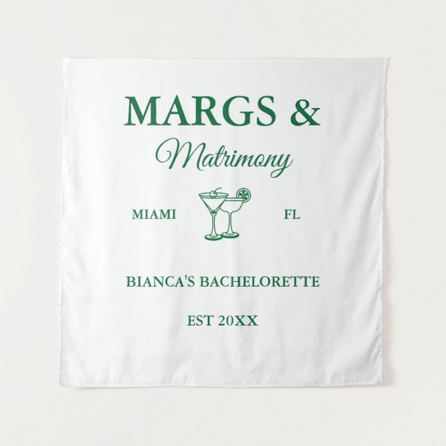 Margs and Matrimony Beach Junggeselinnen-Abschied Wandteppich (Vorderseite)