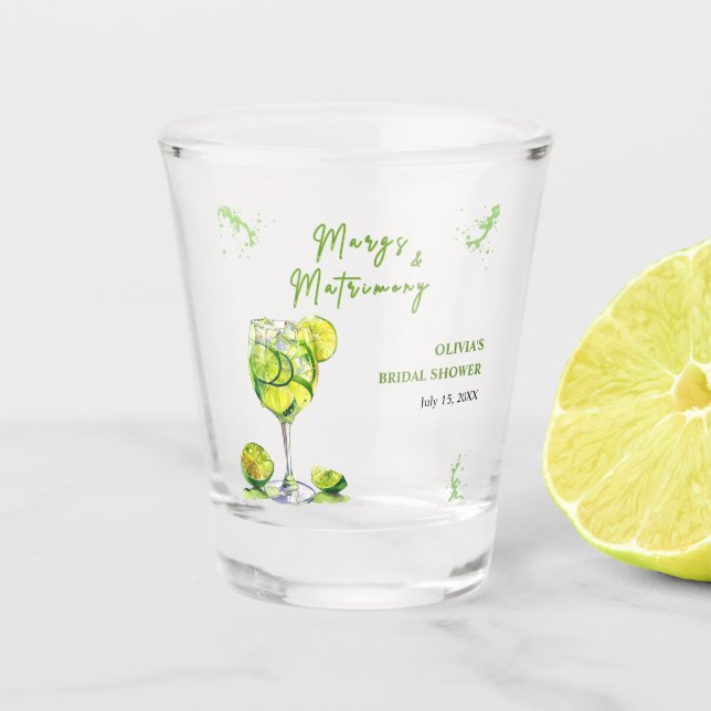 Margs and Matrimony Cocktail Brautparty Schnapsglas (Vorderseite)