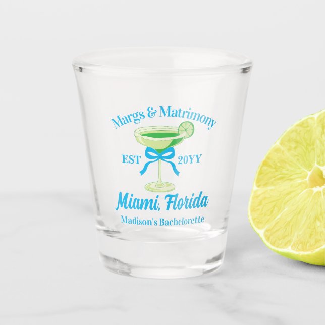 Margs and Matrimony Margaritas Junggeselinnen-Absc Schnapsglas (Vorderseite)