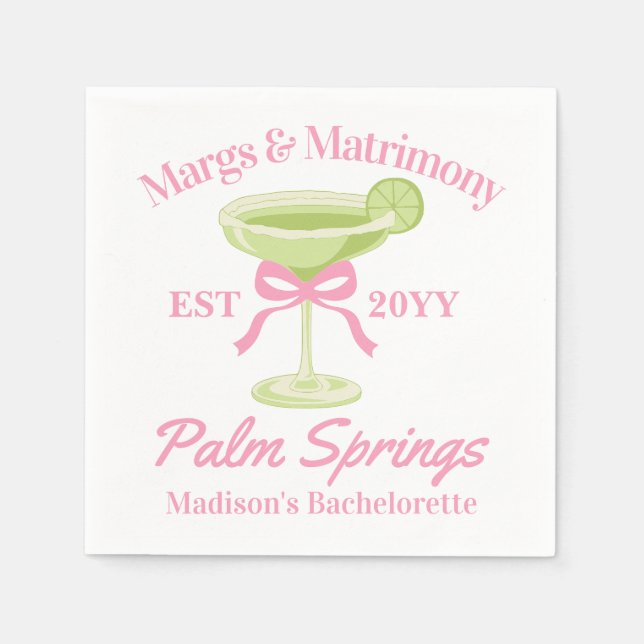 Margs and Matrimony Margaritas Junggeselinnen-Absc Serviette (Vorderseite)