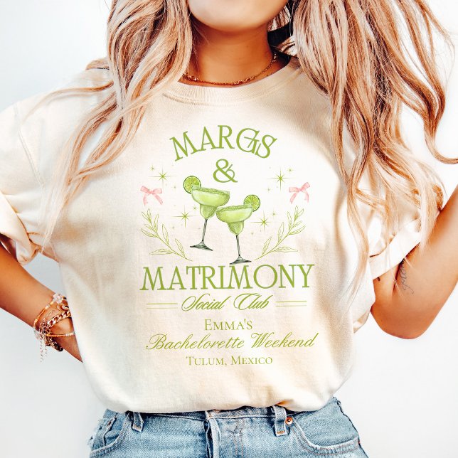 Margs & Mariage sur mesure Tshirt pour Enterrement (margs and matrimony shirt, tequila bachelorette party shirt, margarita themed bride shirt, fiesta ba)