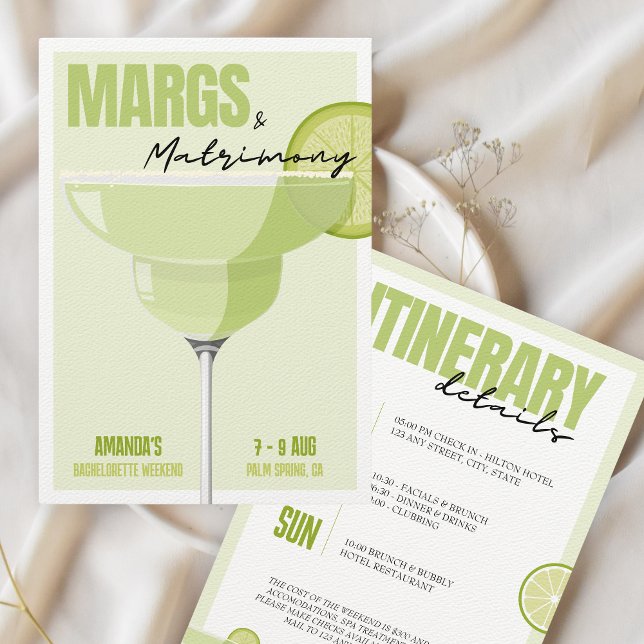 Margs & Matrimony Bachelorette Wochenende Einladung (Margs & Matrimony bachelorette weekend invitation)