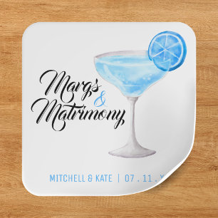 Margs & Matrimony Blue Margarita Brautparty Quadratischer Aufkleber