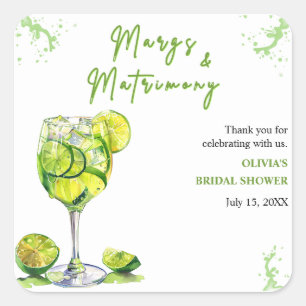 Margs & Matrimony Cocktail Brautparty Danke Quadratischer Aufkleber