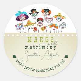 Margs & Matrimony Fiesta Mexican Couples Dusche Runder Aufkleber