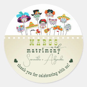Margs & Matrimony Fiesta Mexikanische Hochzeitsfei Runder Aufkleber