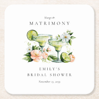 Margs & Matrimony Floral Brautparty Rechteckiger Pappuntersetzer