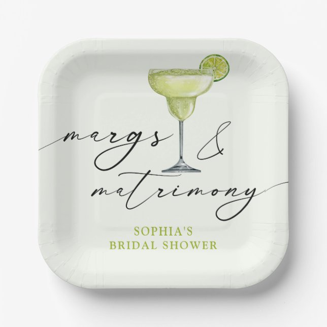 Margs & Matrimony Green Limones Brautparty Pappteller (Vorderseite)