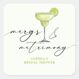 Margs & Matrimony Green Limones Brautparty Quadratischer Aufkleber