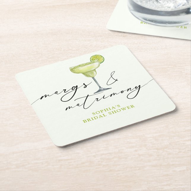 Margs & Matrimony Green Limones Brautparty Rechteckiger Pappuntersetzer (angewinkelt)