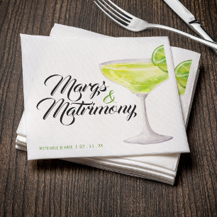 Margs & Matrimony Green Margarita Brautparty Serviette