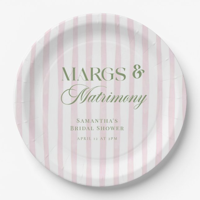 Margs & Matrimony Lime Margarita Bridal Shower Pappteller (Vorderseite)