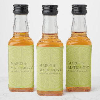 Margs & Matrimony Limettengrüne Junggesellinnenpar Alkoholflaschenetikett