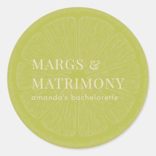 Margs & Matrimony Limettengrüne Junggesellinnenpar Runder Aufkleber