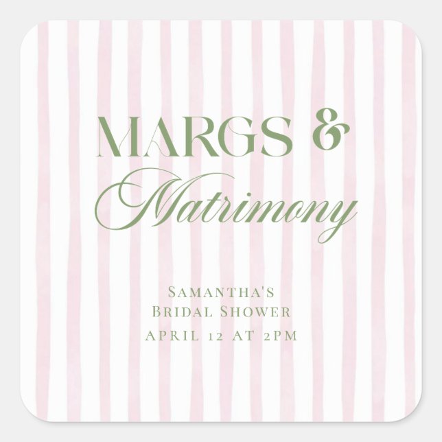 Margs & Matrimony Limon Margarita Brautparty Quadratischer Aufkleber (Vorderseite)