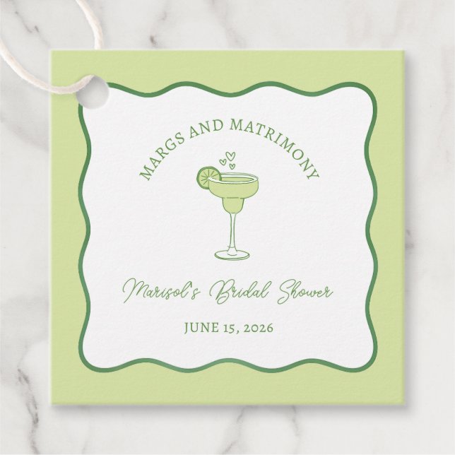"Margs & Matrimony" Limones Margarita-Brautparty Geschenkanhänger (Vorderseite)
