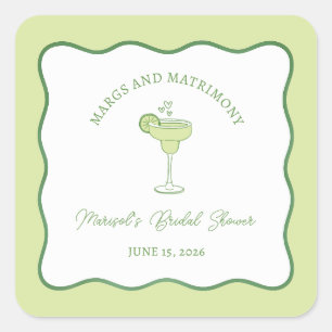 "Margs & Matrimony" Limones Margarita-Brautparty Quadratischer Aufkleber