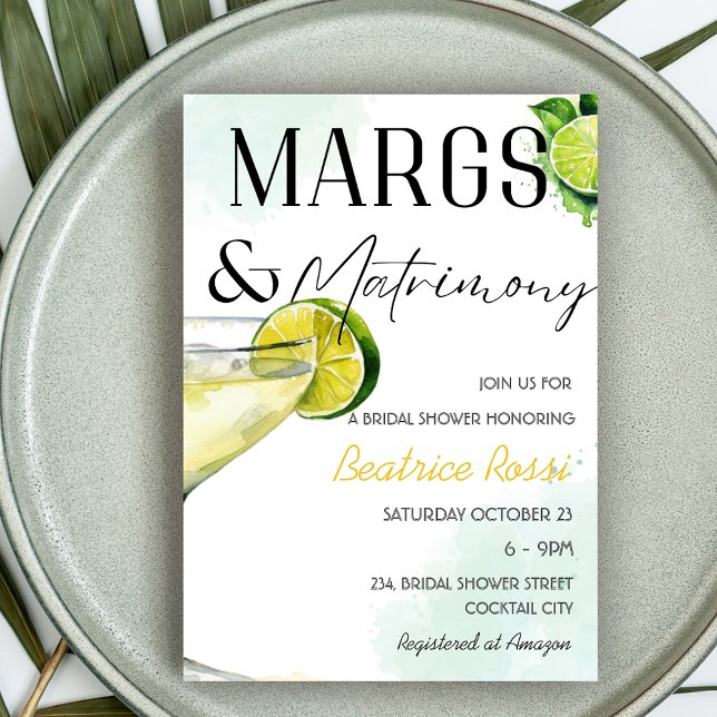 Margs & Matrimony Margarita Brautparty Einladung (Margs Matrimony Margarita Bridal Shower Invitation)