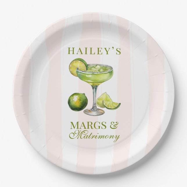 Margs & Matrimony Margarita Bridal Shower Pappteller (Vorderseite)