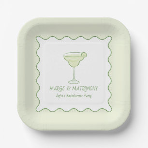 "Margs & Matrimony" Moderner Limoner Junggeselinne Pappteller