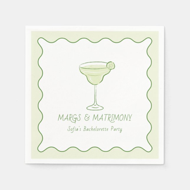 "Margs & Matrimony" Moderner Limoner Junggeselinne Serviette (Vorderseite)