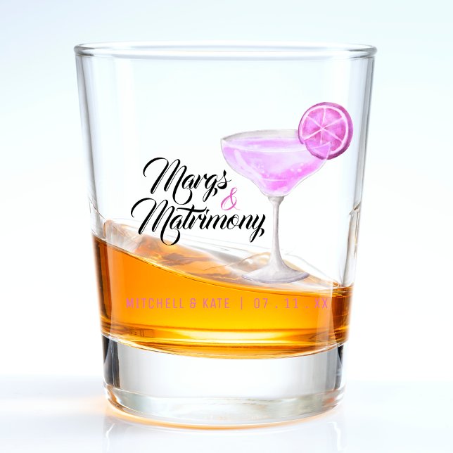 Margs & Matrimony Pink Margarita Brautparty Schnapsglas (Margs & Matrimony Pink Margarita Bridal Shower Shot Glass
)