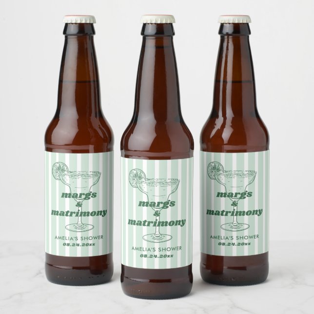 Margs & Matrimony Retro Bachelorette Brautparty Bierflaschenetikett (Flaschen)